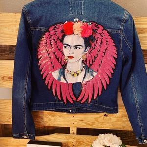 Frida Kahlo jean jacket. ON HOLD FOR @PITSISTER